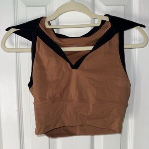 Stylish Brown and Black Women's Athletic Top